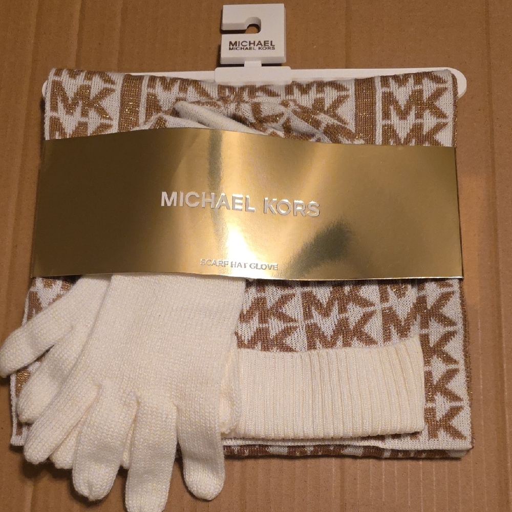 Michael Kors White and Tan Men's Gloves